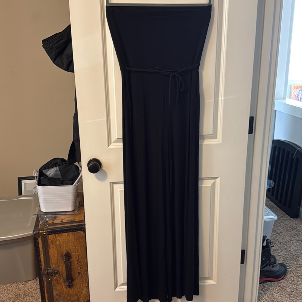 Black strapless jumpsuit
